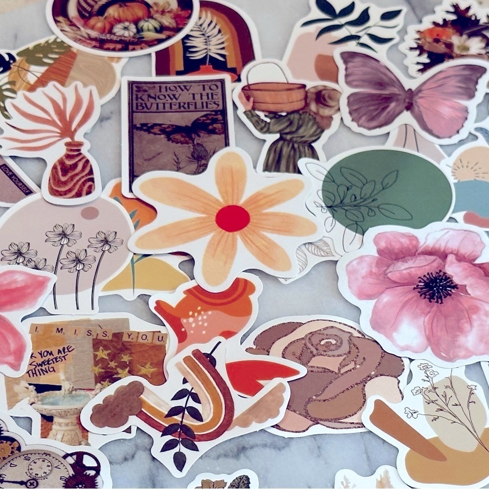 Water Bottle Stickers Vintage‎ Flower BOHO Stickers Collection